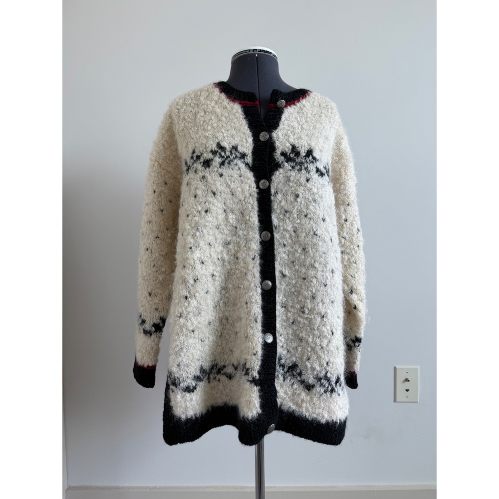 Vintage Jones New York Mohair Wool Blend Fuzzy Oversized Cardigan
